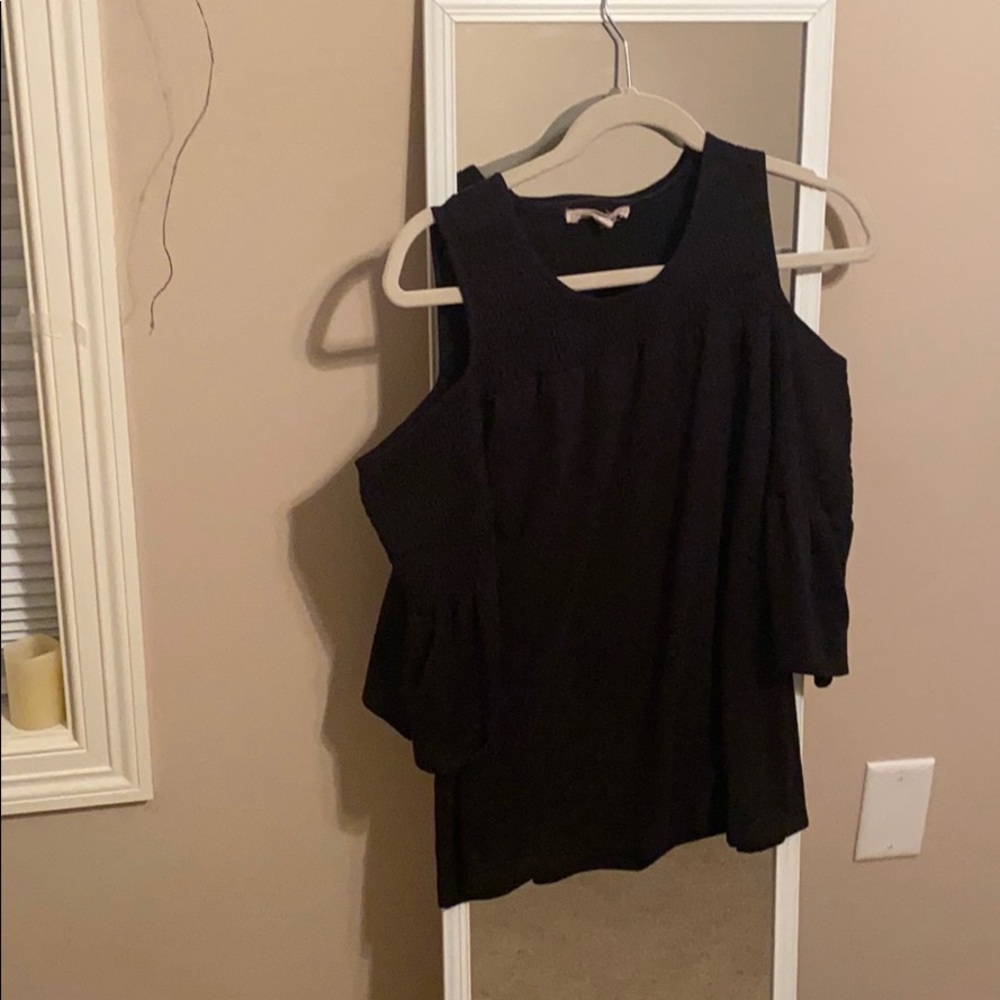 No comment black cold shoulder blouse
